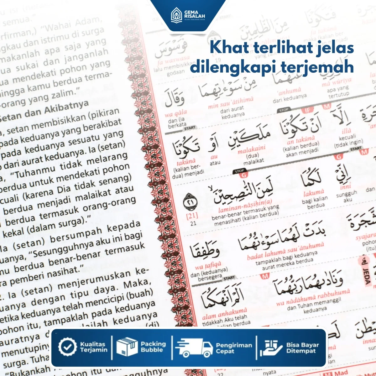 Alquran Terjemah Latin Per Kata Waqaf Ibtida Al Khalid Ukuran A4 Rasm Utsmani Standar Kemenag RI - Gambar 5