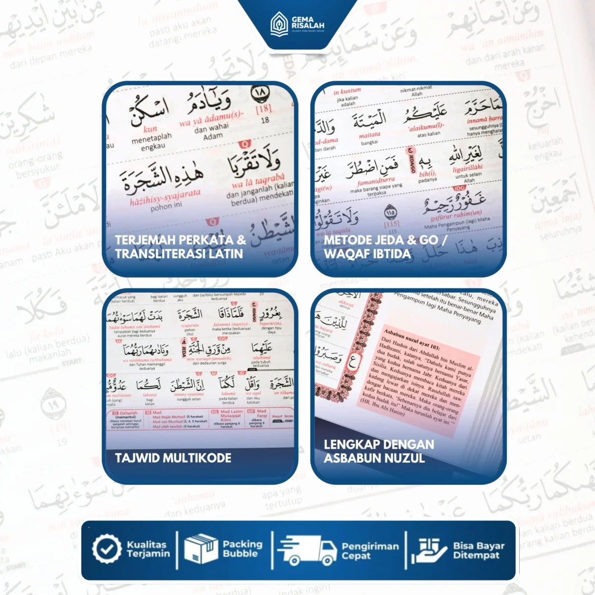 Alquran Terjemah Latin Per Kata Waqaf Ibtida Al Khalid Ukuran A4 Rasm Utsmani Standar Kemenag RI - Gambar 6