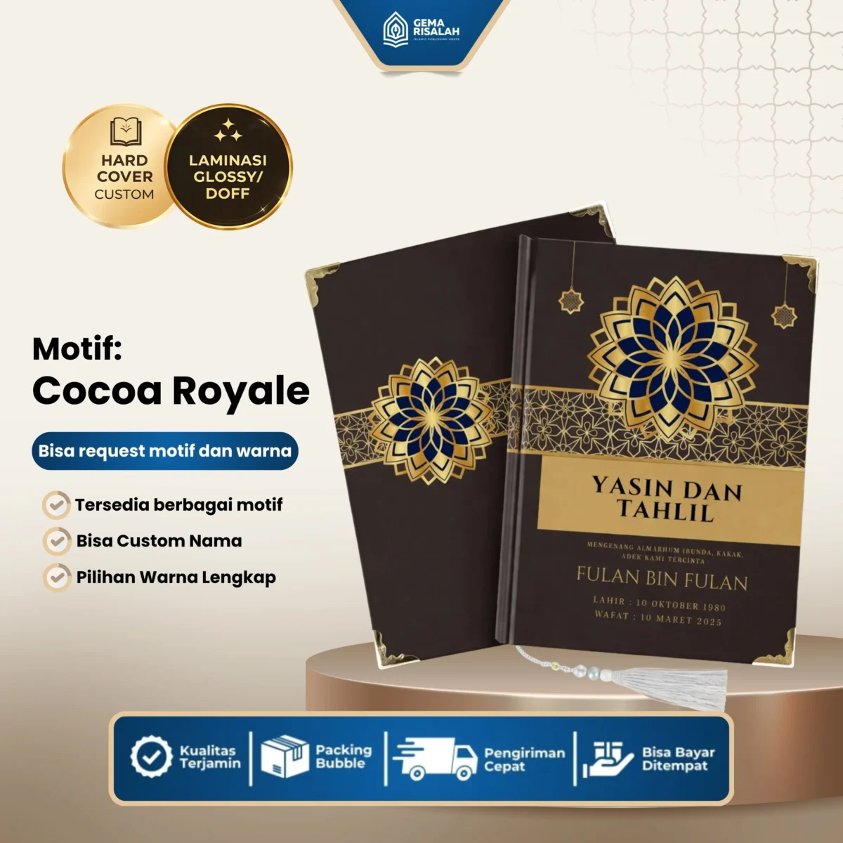 Buku Yasin dan Tahlil Hardcover Custom Kertas Mattepaper Hvs 208 Halaman Bonus Plus 4 Hal. Sisipan - Gambar 6