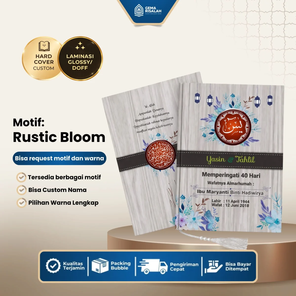 Buku Yasin dan Tahlil Hardcover Custom Kertas Mattepaper Hvs 208 Halaman Bonus Plus 4 Hal. Sisipan - Gambar 5
