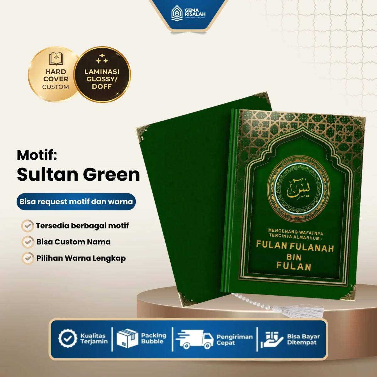 Buku Yasin dan Tahlil Hardcover Custom Kertas Mattepaper Hvs 208 Halaman Bonus Plus 4 Hal. Sisipan - Gambar 4