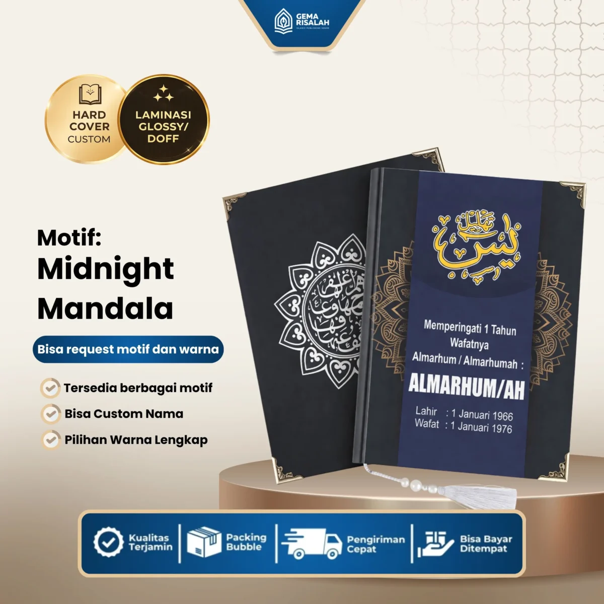 Buku Yasin dan Tahlil Hardcover Custom Kertas Mattepaper Hvs 208 Halaman Bonus Plus 4 Hal. Sisipan - Gambar 2
